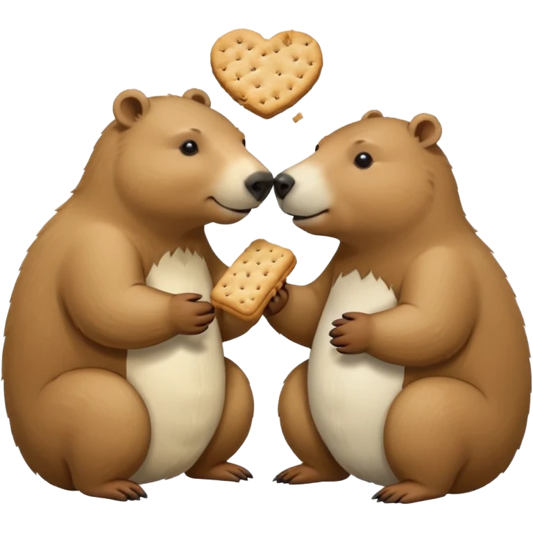 capybara and an snow bear eating biscuits with each other emoji