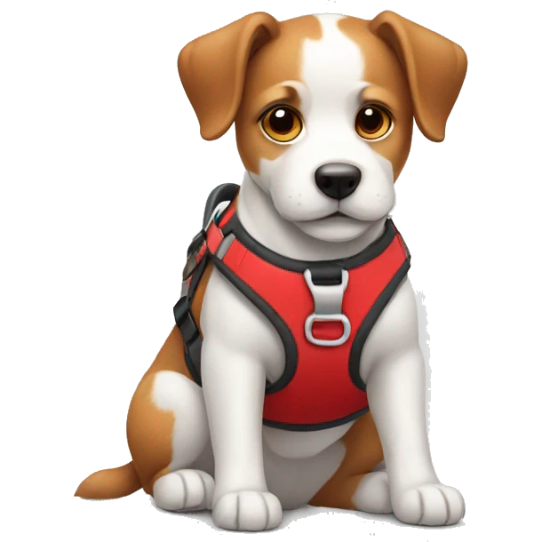 A dog with red harness emoji