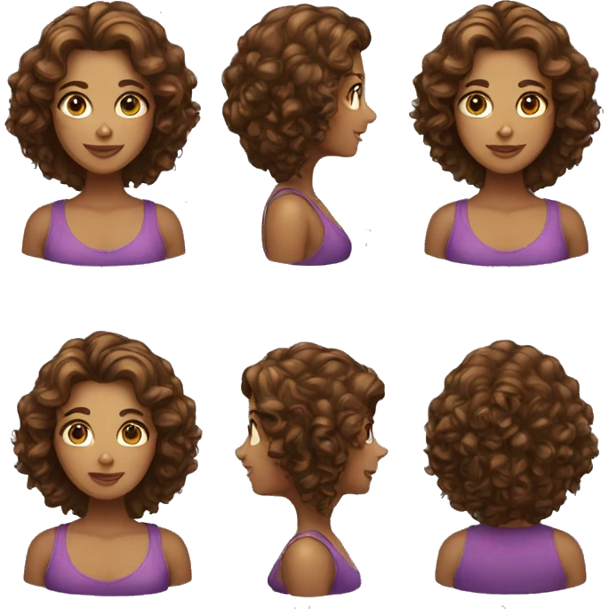 long curly brown haired woman emoji