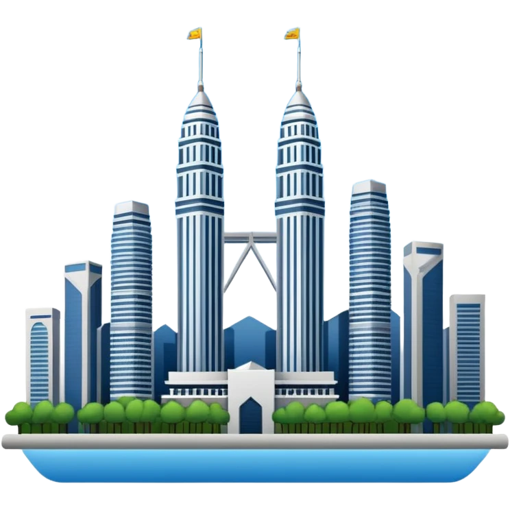 Kuala Lumpur Twin Towers, with a sunrise background emoji