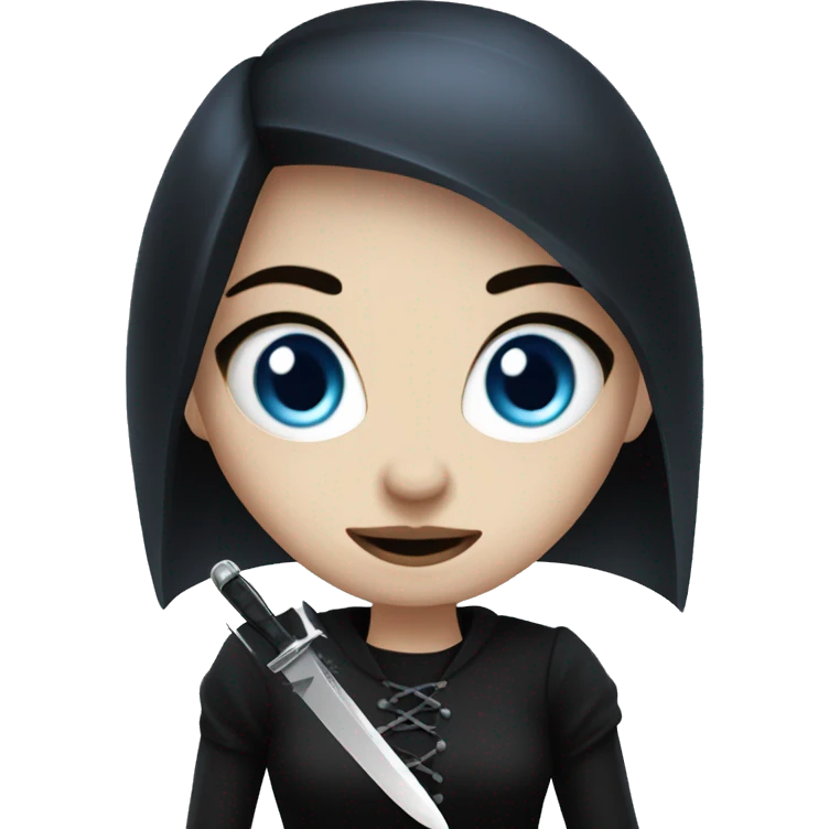goth girl with blue eyes with knife emoji