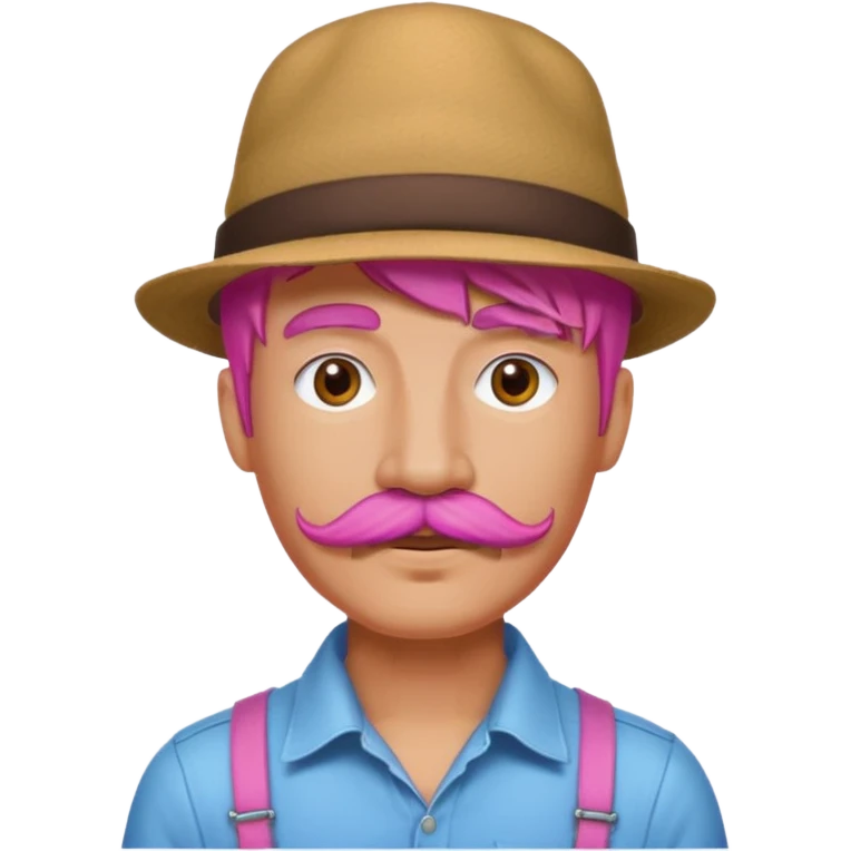 pink-haired mustache man with hat emoji