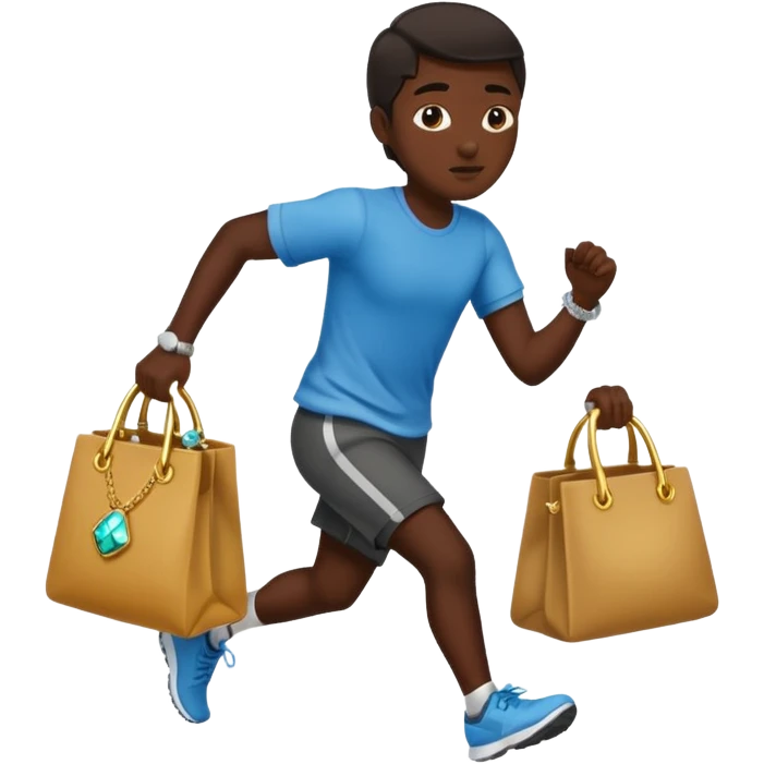 Thief running with stolen jewelry bag emoji