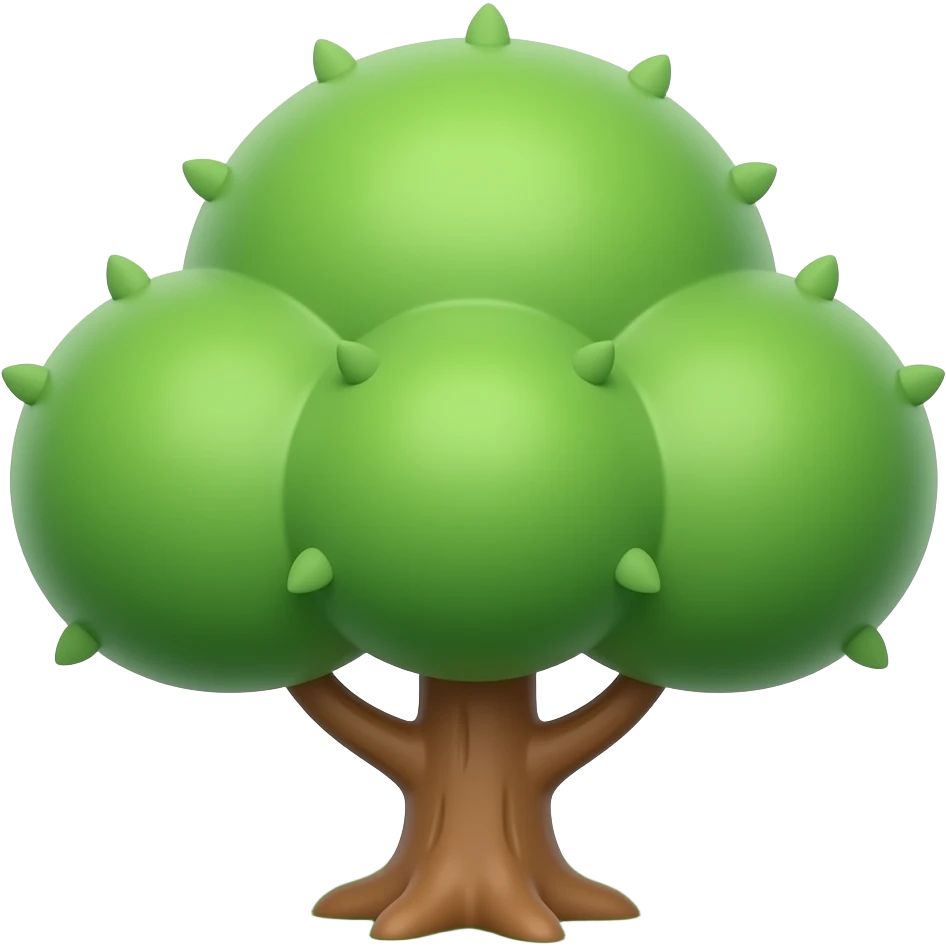 tree, round soft green canopy. No pot, no ground — only the tree. Plain green leaves, no fruits or flowers. Flat 3D, clean shapes, no gradients. emoji