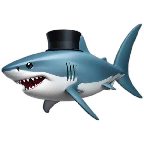 Shark with a top hat emoji