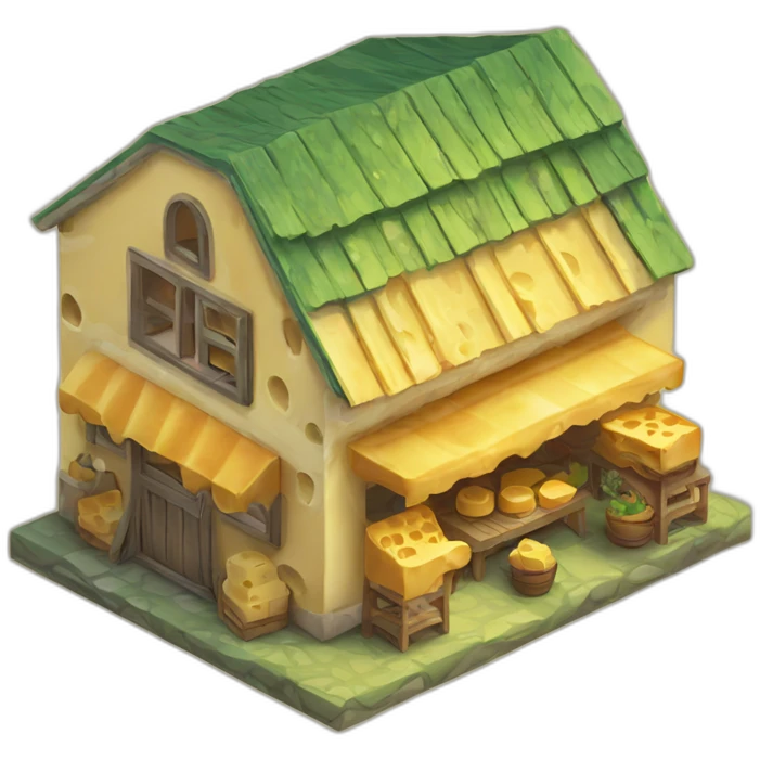 Cheese house isometric emoji