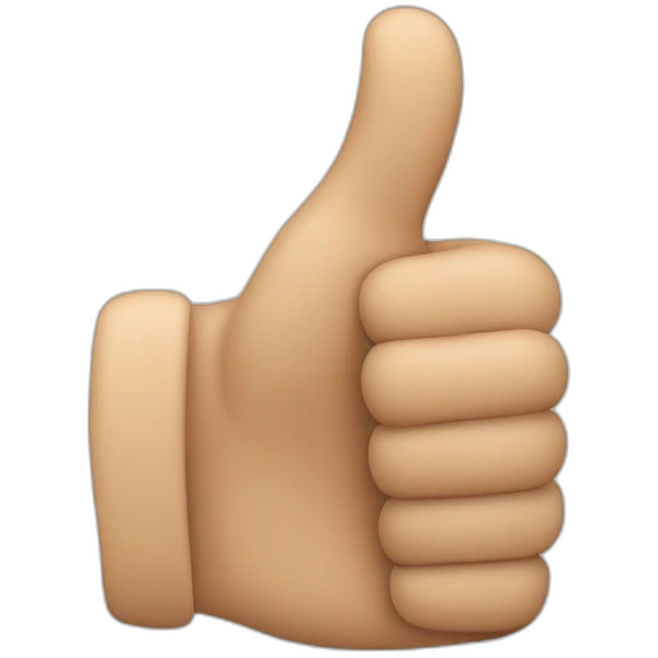 tesak thumbs up sign. The tip of the thumb is bent towards the fingers emoji