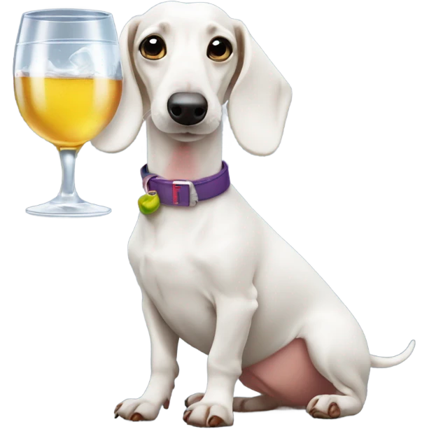 White Dachshund with vodka   emoji