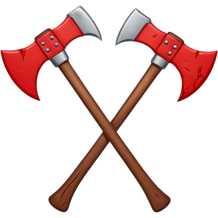Crossed axes with blood, small cartoon emoji, no background emoji