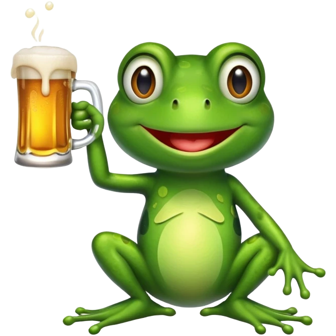 cartoon frog holding a beer mug emoji