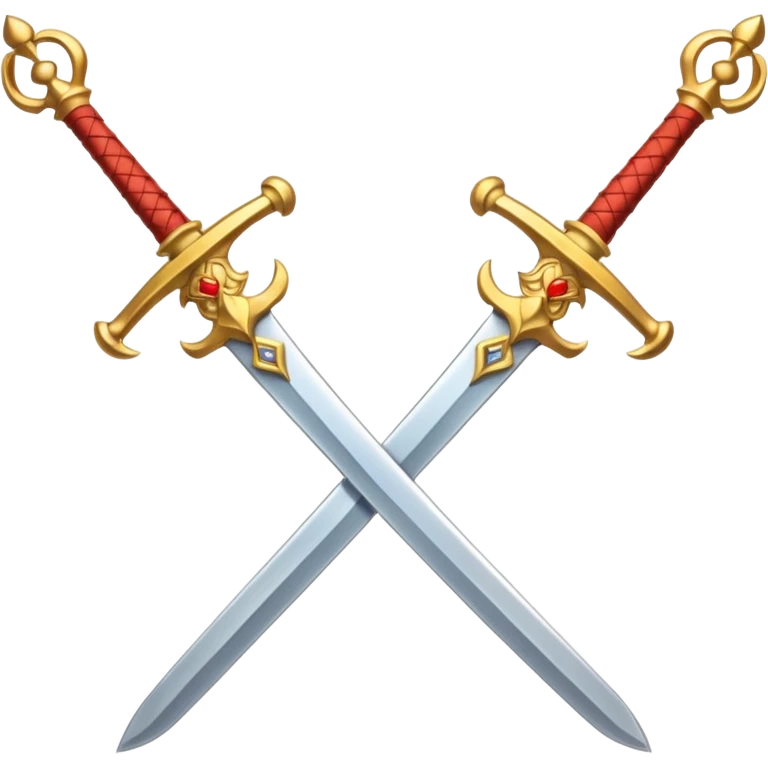 Two powerful on fire fully golden fiery royal crossed swords emoji