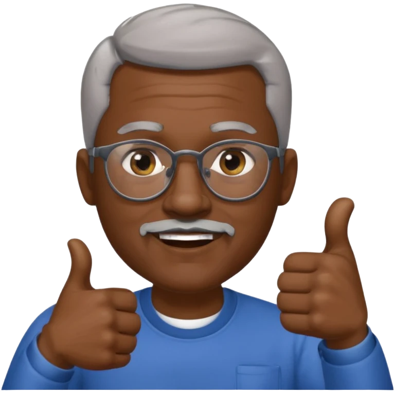 African American short graying hair and graying goatee man with eyeglasses giving thumbs up sign emoji