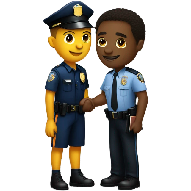 A cop shaking hands with a black basketball player NYK. emoji