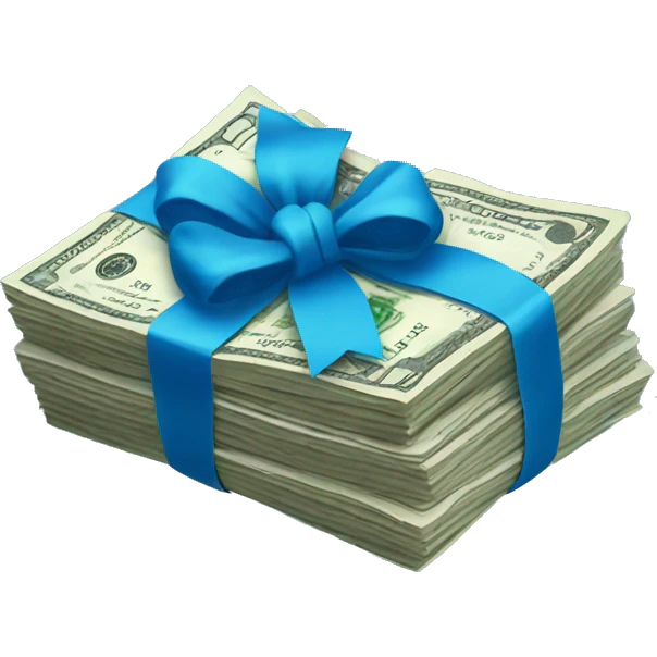 stack of money with blue bow emoji