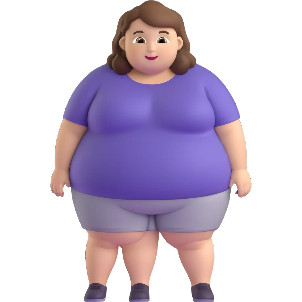 chubby white woman with brown hair, friendly expression emoji