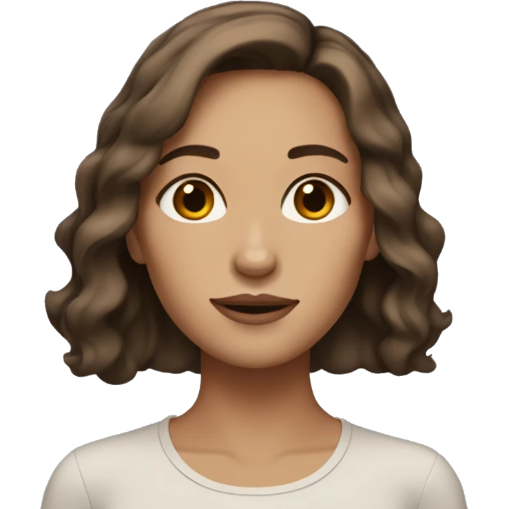 women with middle brown hair length, a little bit of make up,  emoji