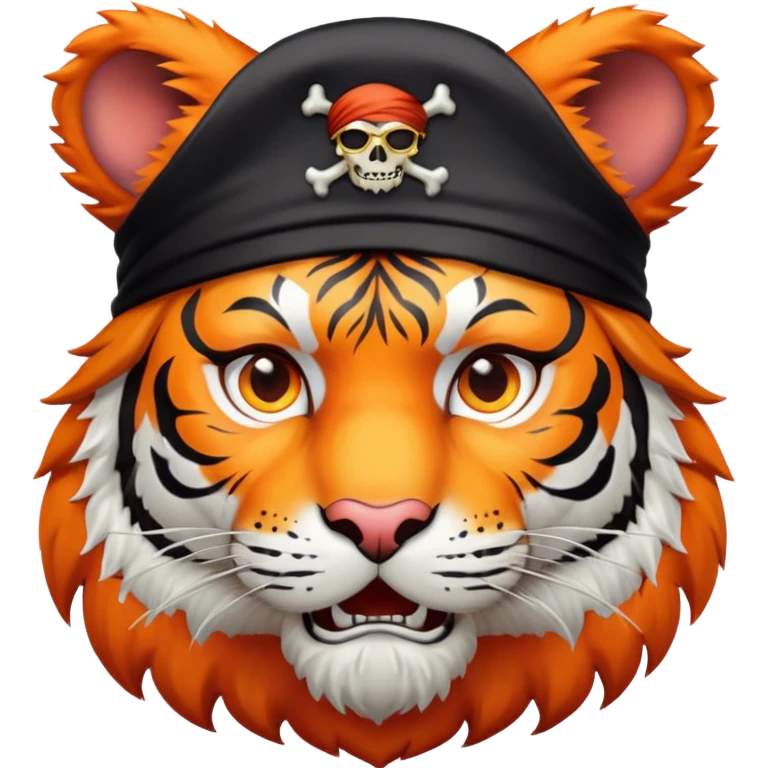 Tiger pirate captain with hat and eye patch emoji