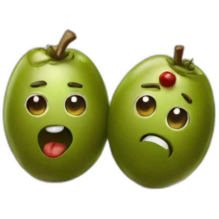 stack of two olives but one is feeling weird emoji