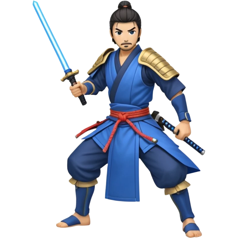 samurai with laser sword, blue emoji