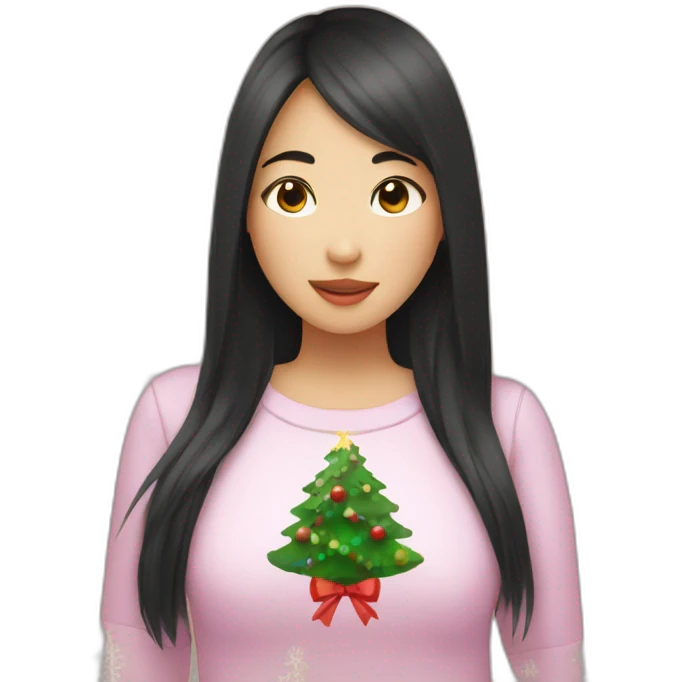 Asian Girl obsessed with christmas emoji