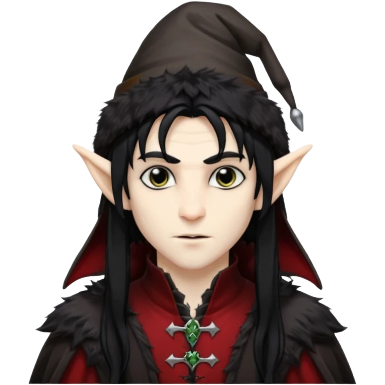 Male long hair vampire elf with furry hat emoji