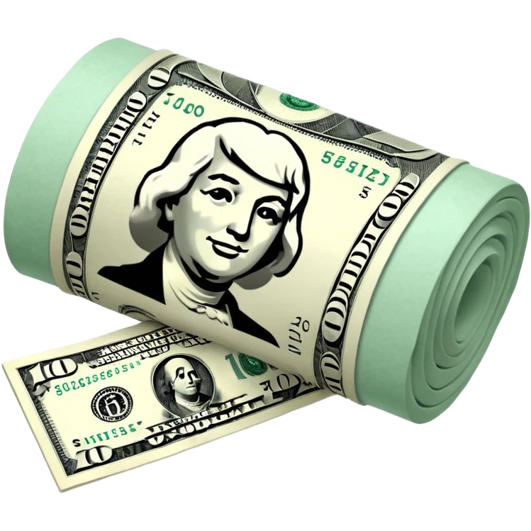 100$ Bill rolled to sniffing cokaine emoji