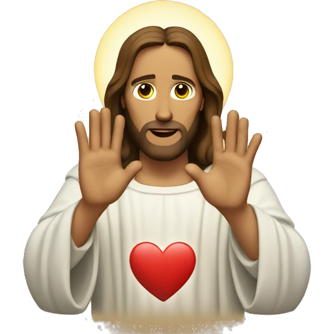 Jesus making heart with hands emoji