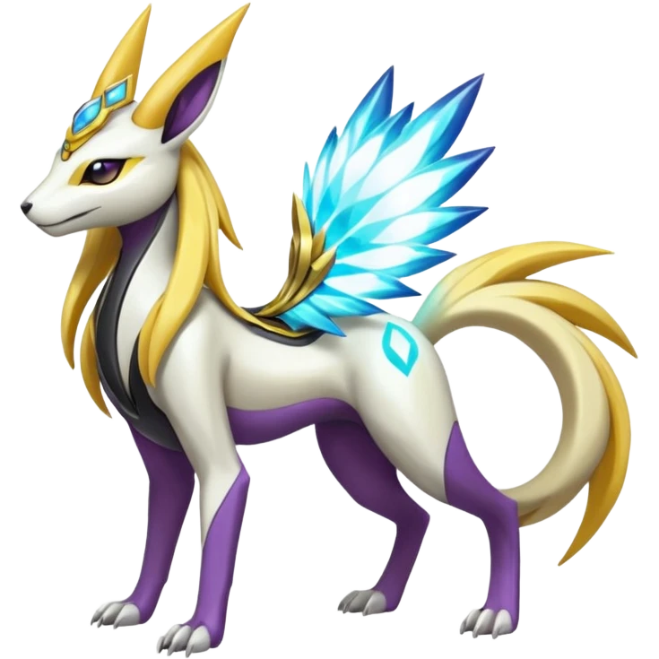 Colorful Futuristic Meloetta-Manectric-Solgaleo-Raikou-Pokémon-Digimon-Fakémon-fusion-hybrid-creature emoji