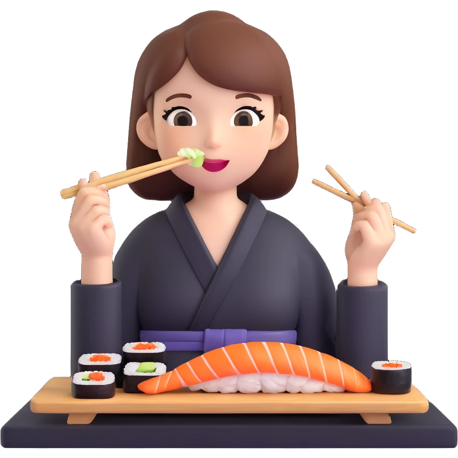 girl eating sushi emoji