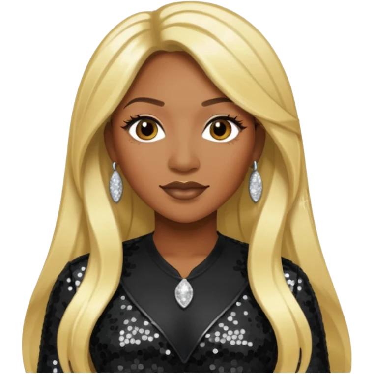 Coko from SWV with long blonde hair, black sequin outfit emoji