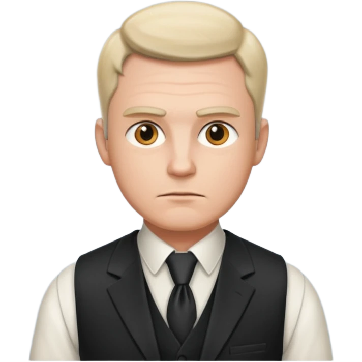 Adult man, wearing a formal vest, serious look
 emoji