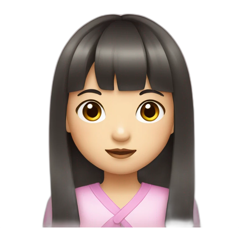 little asian girl with bangs and long hair emoji