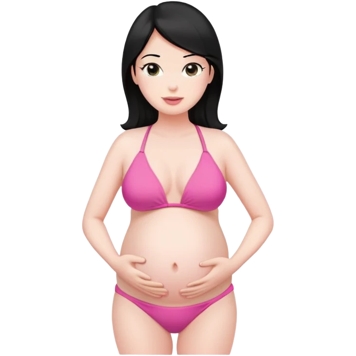 Embarazada blanca pelo negro con bikini rosa emoji