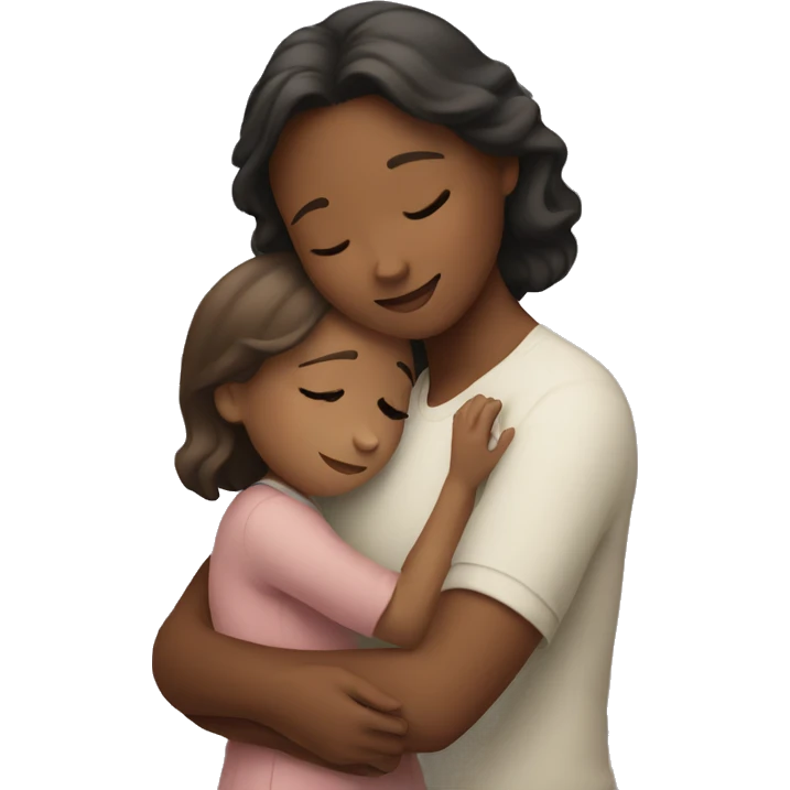 Girl hugging child emoji