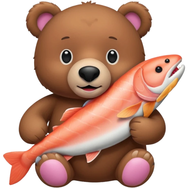 IKEA棕熊抱著一隻鮭魚 emoji