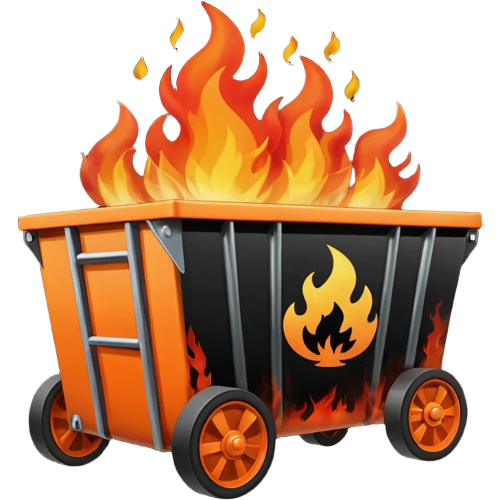 Dumpster fire no wheels emoji