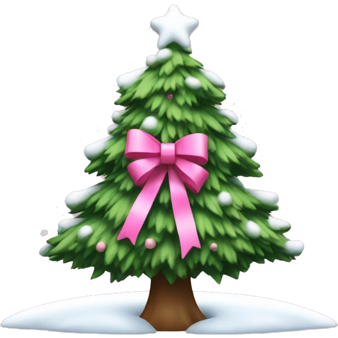 christmas tree with snow decorated with pink bows  emoji