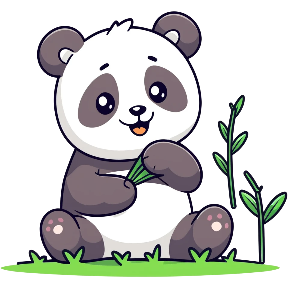 A panda eating grass emoji