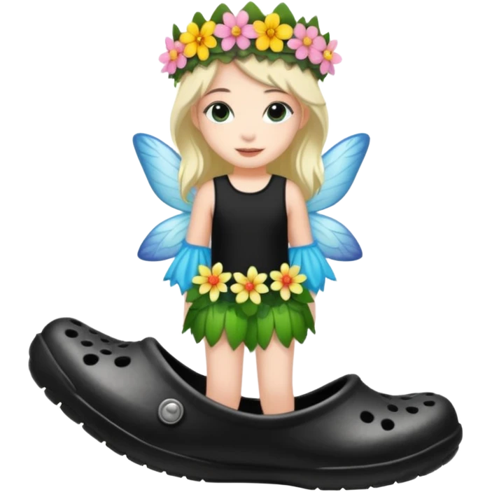Fairy standing in black crocs emoji