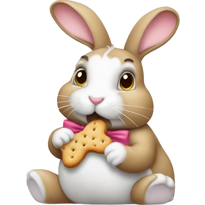 rabbit eating biscuit with bow  emoji