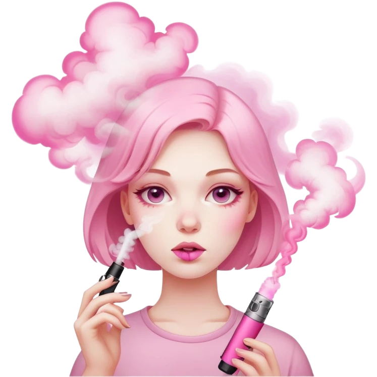 Girl smoke pink vape  emoji