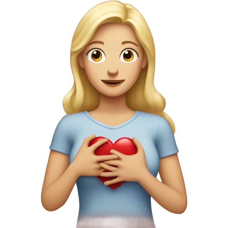 Blonde Mother holds her heart in her arm emoji
