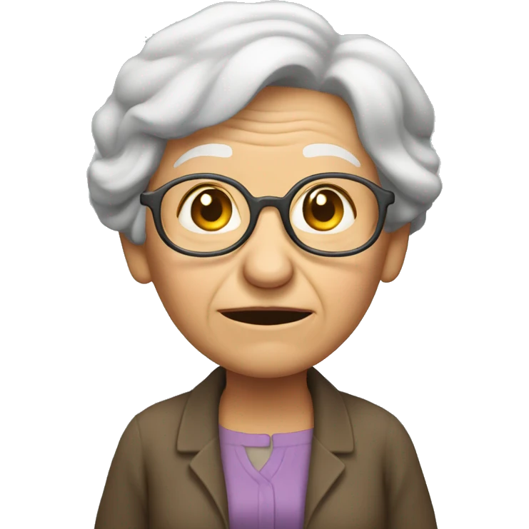 old woman holding her back emoji