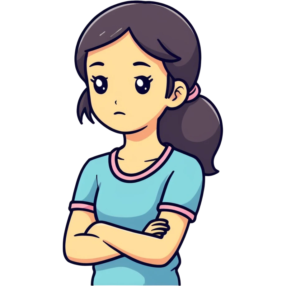 girl with arms crossed face looking away emoji