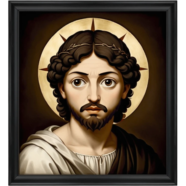 Caravaggio's painting in a gold frame emoji