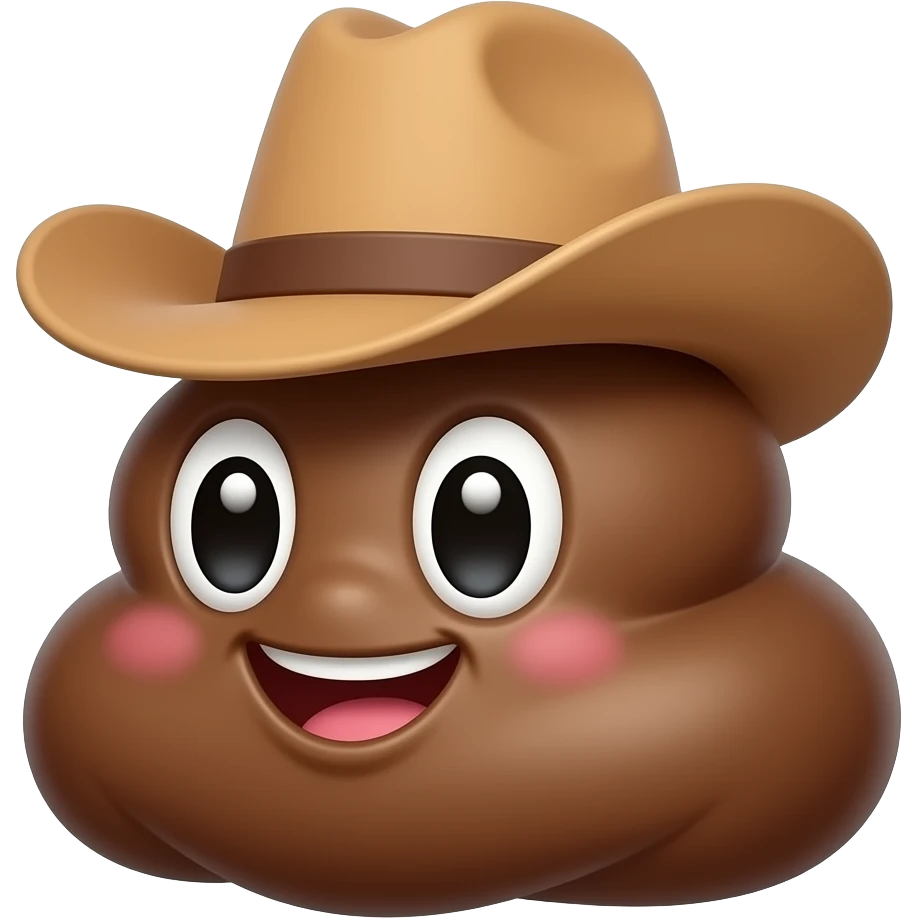 Cute 💩 with cowboy hat  on Sideways emoji