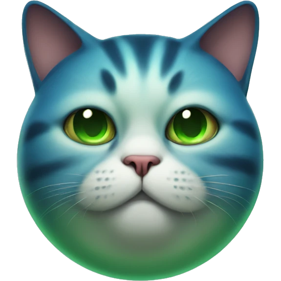 A fat cat with eyes, one blue and the other green, what magic emoji