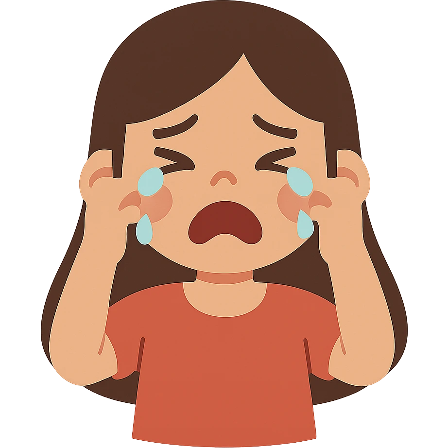 flat toon style girl crying emoji