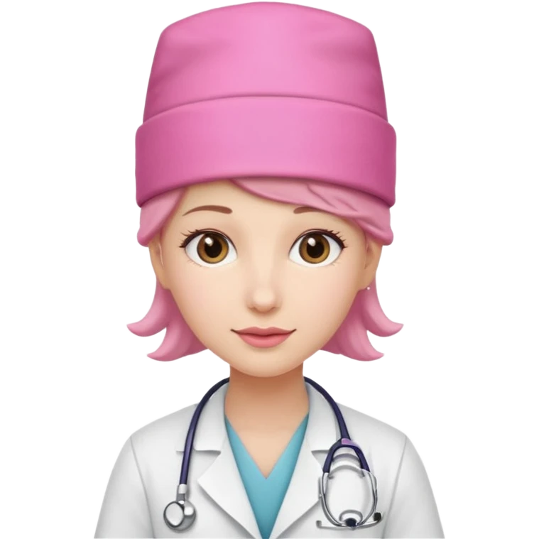 doctor with pink hat emoji