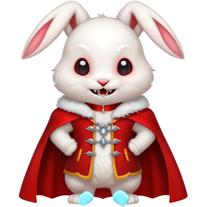 Vampire animal, bunny'  in red collar cloak, fangs emoji